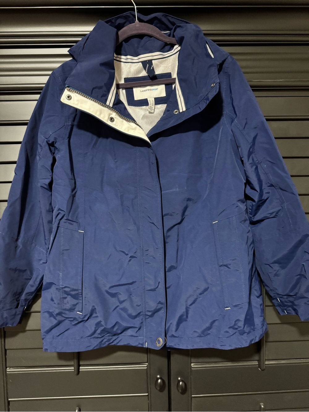 Lands' End Deep Blue Hooded Rain Jacket